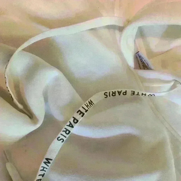 WHITE Paris Cropped Hoodie 100% Cotton Fleece White Rose Embroidery - Picture 6 of 16